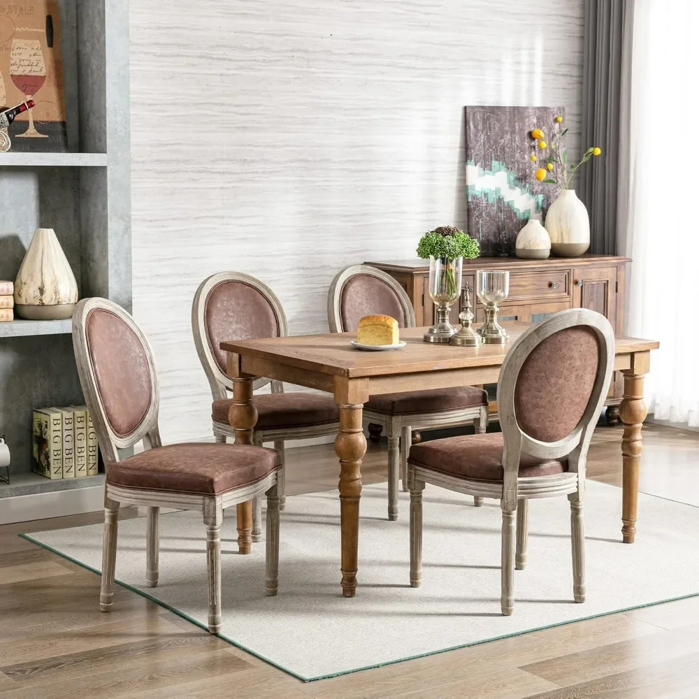 Farmhouse Leather Dining Chairs Set of 4, French Country Chairs with Round Back, Oval Side Chairs for Kitchen/Restaurant
Farmhouse Leather Dining Chairs Set of 4, French Country Chairs with Round Back, Oval Side Chairs for Kitchen/Restaurant
