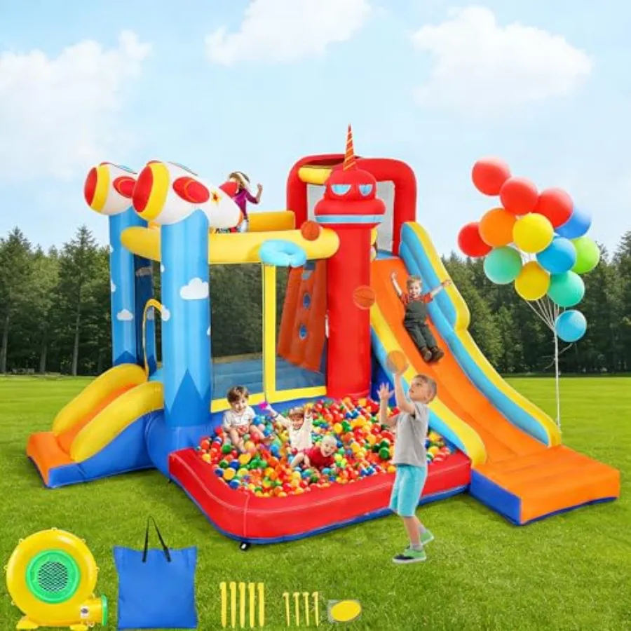 Inflatable Bounce House Water Slide 7-in-1 Bouncy Castle Combo Water Pool Bouncing Area Slides Basketball Game Dart Game Jump H
Inflatable Bounce House Water Slide 7-in-1 Bouncy Castle Combo Water Pool Bouncing Area Slides Basketball Game Dart Game Jump H