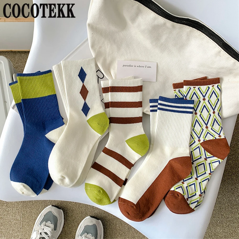 New Arrived Spring Summer Striped Diamond Plaid Splice Style Combed Cotton Women's Socks Street trend Harajuku Popular Socks
New Arrived Spring Summer Striped Diamond Plaid Splice Style Combed Cotton Women's Socks Street trend Harajuku Popular Socks