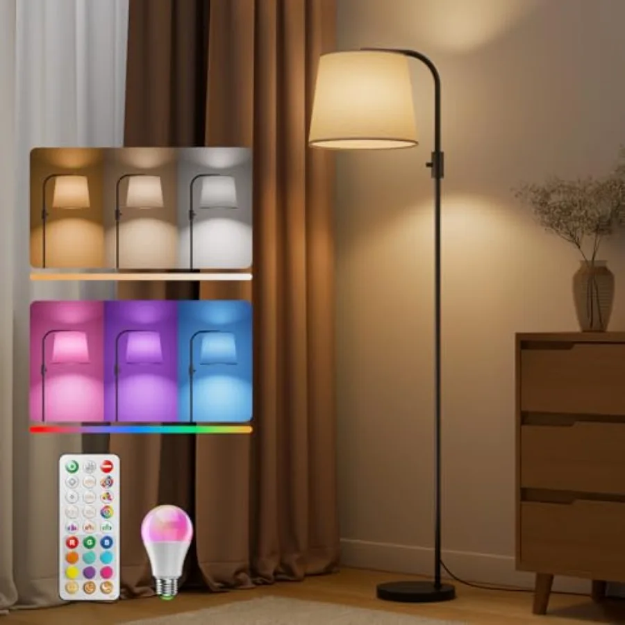 Dimmable Arc Floor Lamp 1200 Lumens RGBCW Color Change Bulb Included Standing Lamp with Linen Shade 65" Tall Lamp with Remote f
Dimmable Arc Floor Lamp 1200 Lumens RGBCW Color Change Bulb Included Standing Lamp with Linen Shade 65" Tall Lamp with Remote f
