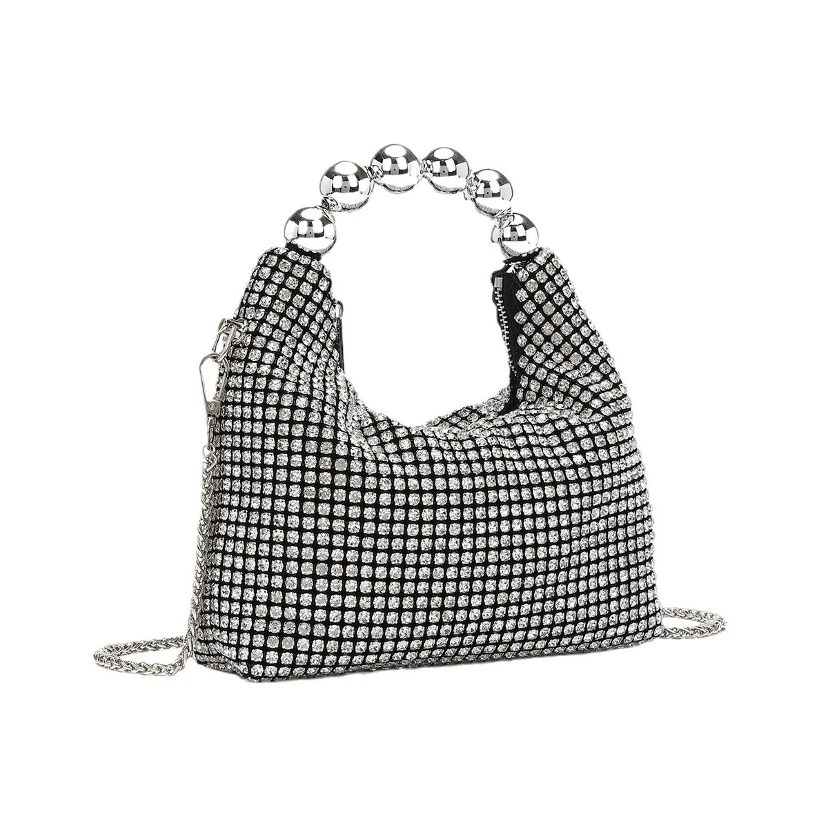 Silver Bead Handbag Full Diamond Women's Bag Summer Fashion Chain Diamond-encrusted Shoulder Oblique Span Bag Bolso Fiesta Mujer
Silver Bead Handbag Full Diamond Women's Bag Summer Fashion Chain Diamond-encrusted Shoulder Oblique Span Bag Bolso Fiesta Mujer