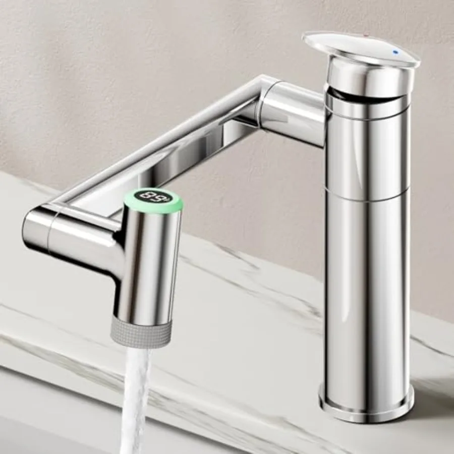 1080° Rotatable Single Hole Bathroom Vanity Faucet with Temperature Display Height Adjustable Single Lever Bathroom Sink Faucet
1080° Rotatable Single Hole Bathroom Vanity Faucet with Temperature Display Height Adjustable Single Lever Bathroom Sink Faucet