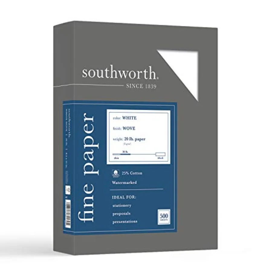 43C 25% Cotton Business Paper White 2 lbs. Wove 8-1/2 x 11 5/Box FSC
43C 25% Cotton Business Paper White 2 lbs. Wove 8-1/2 x 11 5/Box FSC