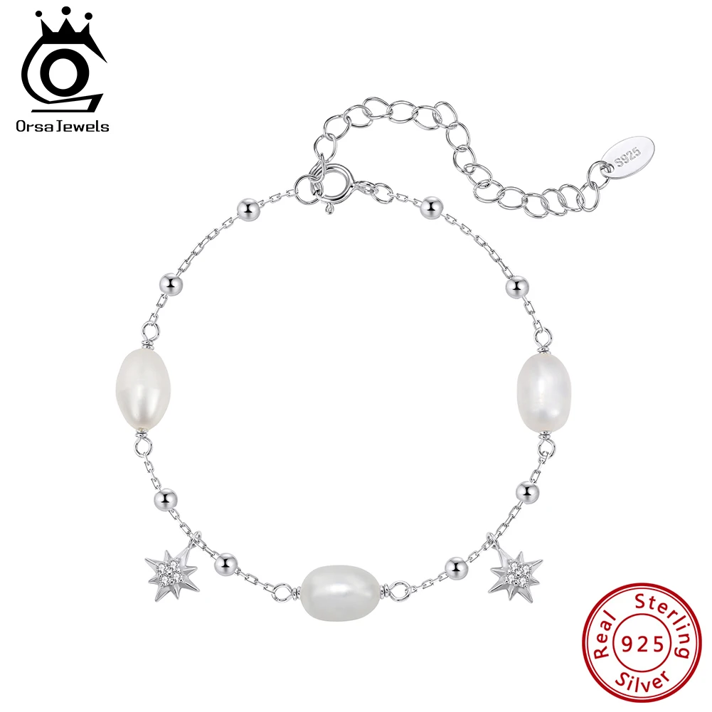 ORSA JEWELS 925 Sterling Silver Natural Pearl Link Chain Bracelet with Shiny Star for Women Fine Retro Daily Jewelry GPB60
ORSA JEWELS 925 Sterling Silver Natural Pearl Link Chain Bracelet with Shiny Star for Women Fine Retro Daily Jewelry GPB60