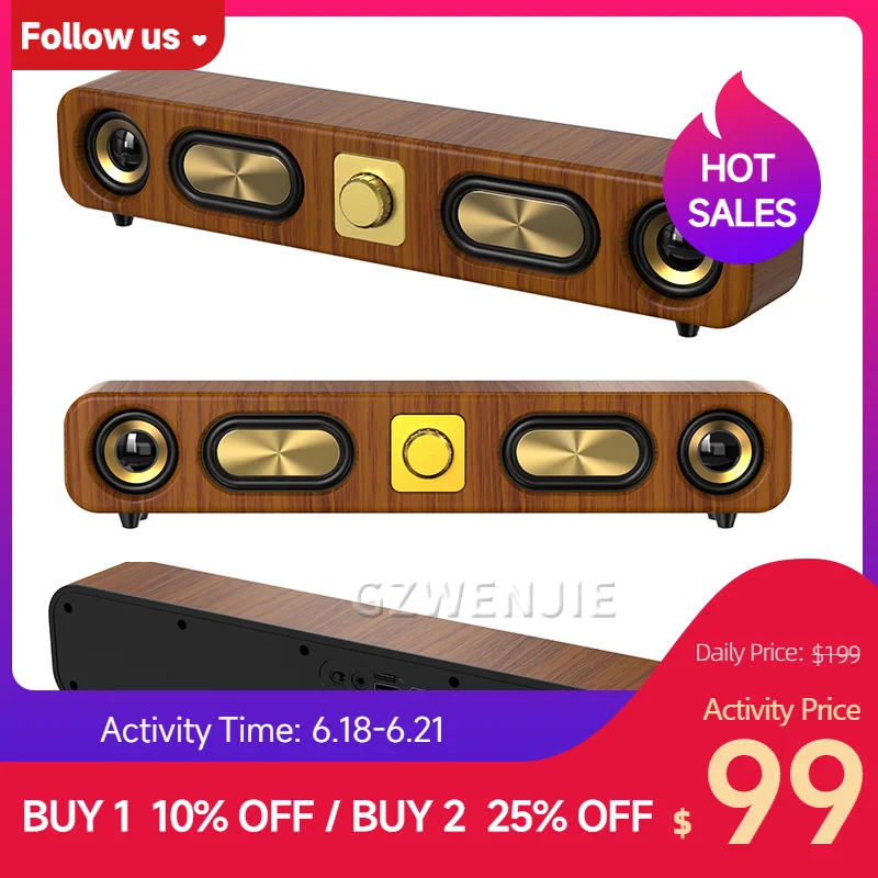Wireless Bluetooth 5.0 Speakers For Computers Wooden Alarm Clock Display Sound System Player with AUX TF FM Radio Subwoofer Box
Wireless Bluetooth 5.0 Speakers For Computers Wooden Alarm Clock Display Sound System Player with AUX TF FM Radio Subwoofer Box