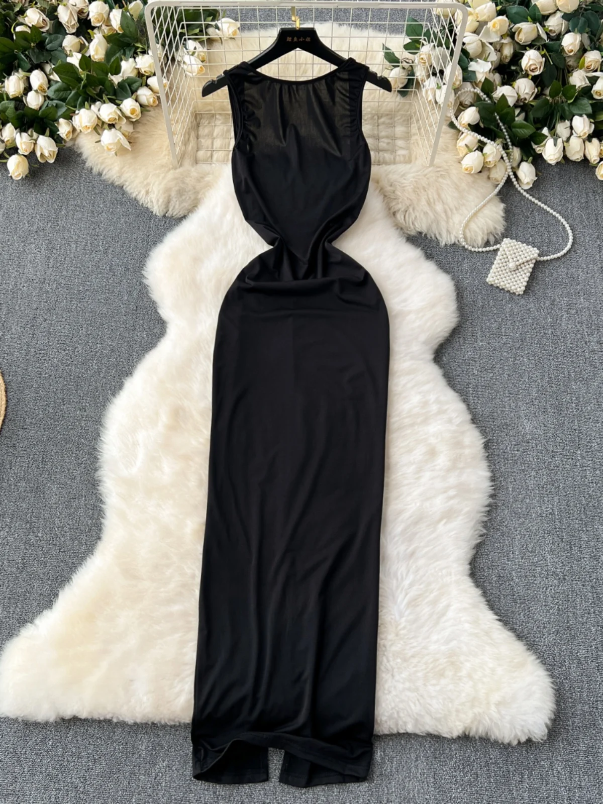 Сексуальное длинное платье Foamlina без рукавов с открытой спиной, женское летнее модное облегающее вечернее платье с круглым вырезом и разрезом на спине, женское платье 
Сексуальное длинное платье Foamlina без рукавов с открытой спиной, женское летнее модное облегающее вечернее платье с круглым вырезом и разрезом на спине, женское платье