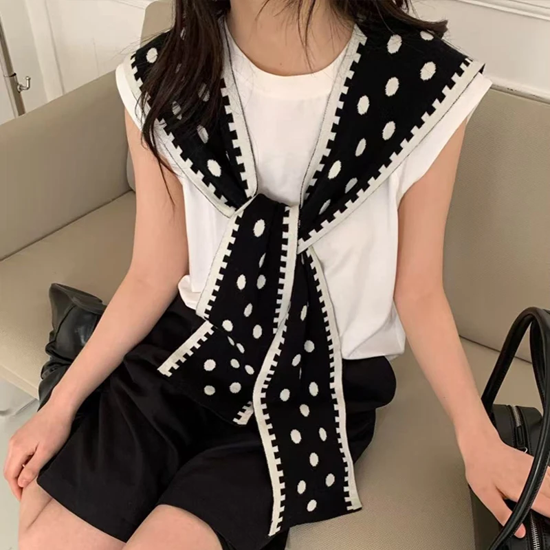 Polka Dot Knitted Shawl Versatile Scarf For Women Spring Autumn Versatile Thick Warm Paired Camisole Korean INS Style
Polka Dot Knitted Shawl Versatile Scarf For Women Spring Autumn Versatile Thick Warm Paired Camisole Korean INS Style