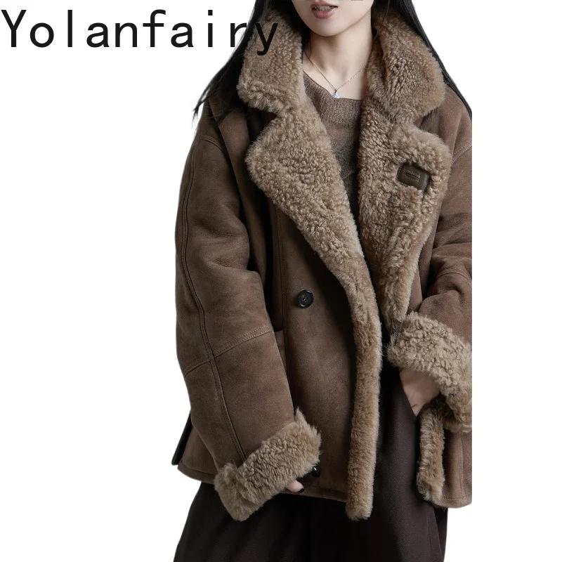 YOLANFAIRY Real Fur Coats Woman Winter Warm Mid Long Suit Lapel Sheepskin Fur Coat Genuine Leather Suede Shearling Jacket Women
YOLANFAIRY Real Fur Coats Woman Winter Warm Mid Long Suit Lapel Sheepskin Fur Coat Genuine Leather Suede Shearling Jacket Women