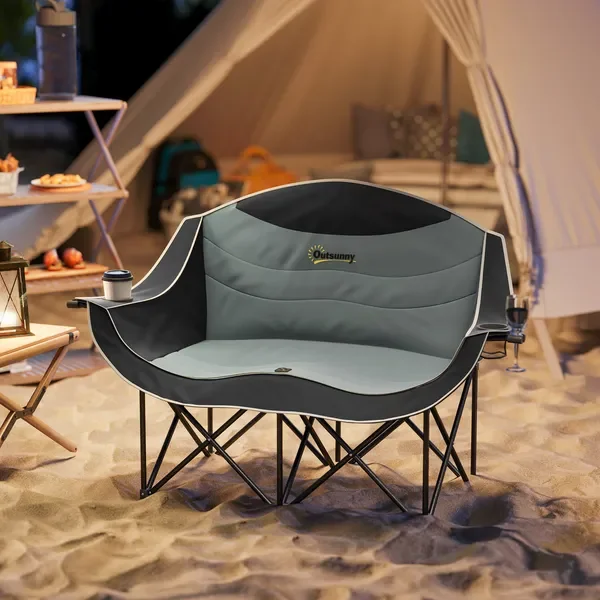 Padded Folding Camp Chair for Adults, Double Camping Chairwith Armrests, Cup Holders, Carry Bag for Outdoor, Black
Padded Folding Camp Chair for Adults, Double Camping Chairwith Armrests, Cup Holders, Carry Bag for Outdoor, Black