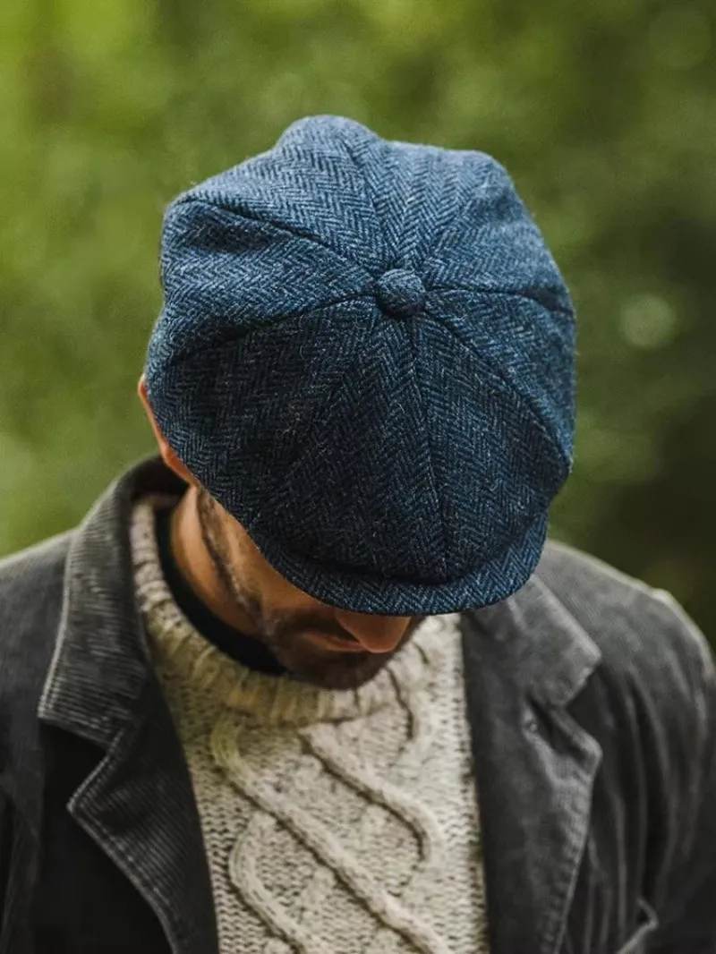 Blue Color Men's 100% Wool Newsboy Cap Octagonal 8 Panel Flat Beret Tweed Spring Autumn Available in Sizes 57/59/60cm
Blue Color Men's 100% Wool Newsboy Cap Octagonal 8 Panel Flat Beret Tweed Spring Autumn Available in Sizes 57/59/60cm
