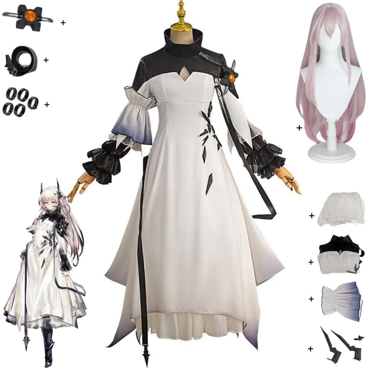 Game Arknights Theresa Civilight Eterna Cosplay Costume BABEL Anime Sarkaz White Dress Wig Woman Sexy Halloween Christmas Suit
Game Arknights Theresa Civilight Eterna Cosplay Costume BABEL Anime Sarkaz White Dress Wig Woman Sexy Halloween Christmas Suit