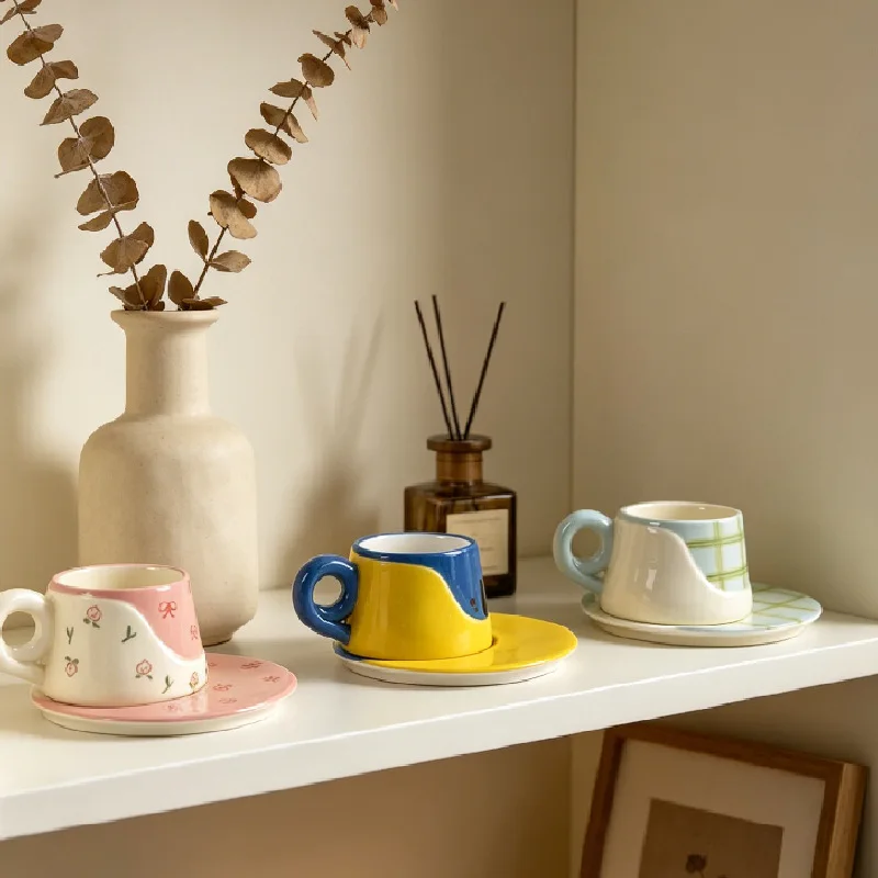 Creative Pink Bow Geometric Ceramic Coffee Cup with Saucer Home Breakfast Oat Milk Cup 300ml Large Capacity Tea Cup Home Decor
Creative Pink Bow Geometric Ceramic Coffee Cup with Saucer Home Breakfast Oat Milk Cup 300ml Large Capacity Tea Cup Home Decor