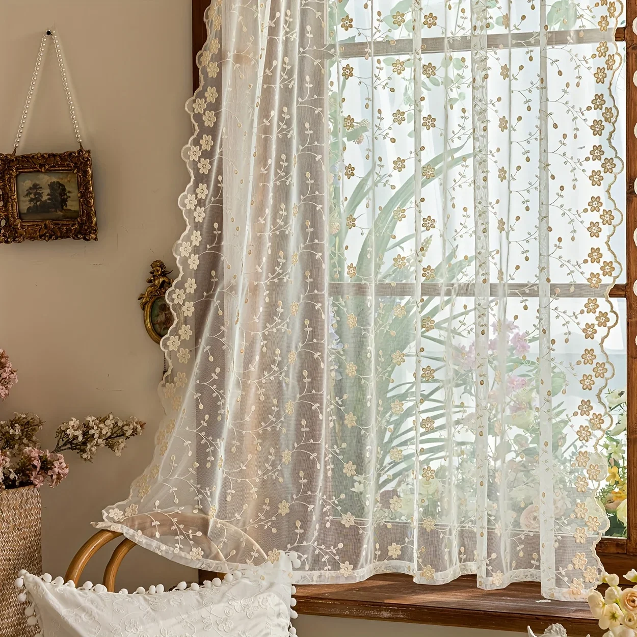 DDHOME 2Panels Rural Floral Embroidery Summer Transparent Small Curtains, Hanging with Top Pole Pockets, Suitable for Living Rooms, Bed
DDHOME 2Panels Rural Floral Embroidery Summer Transparent Small Curtains, Hanging with Top Pole Pockets, Suitable for Living Rooms, Bed