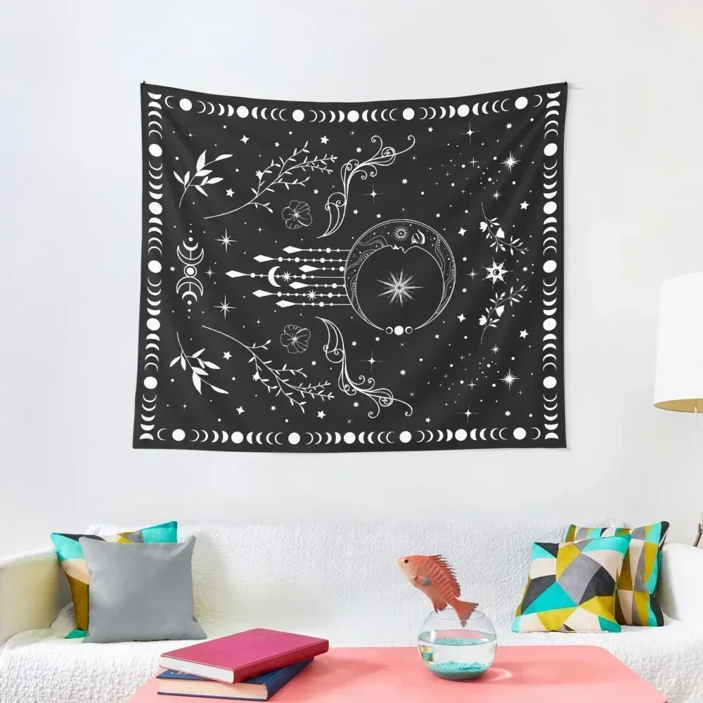 Celestial crescent moon with floral accents and moon phase Tapestry Wall Coverings Room Decore Aesthetic Tapestry
Celestial crescent moon with floral accents and moon phase Tapestry Wall Coverings Room Decore Aesthetic Tapestry