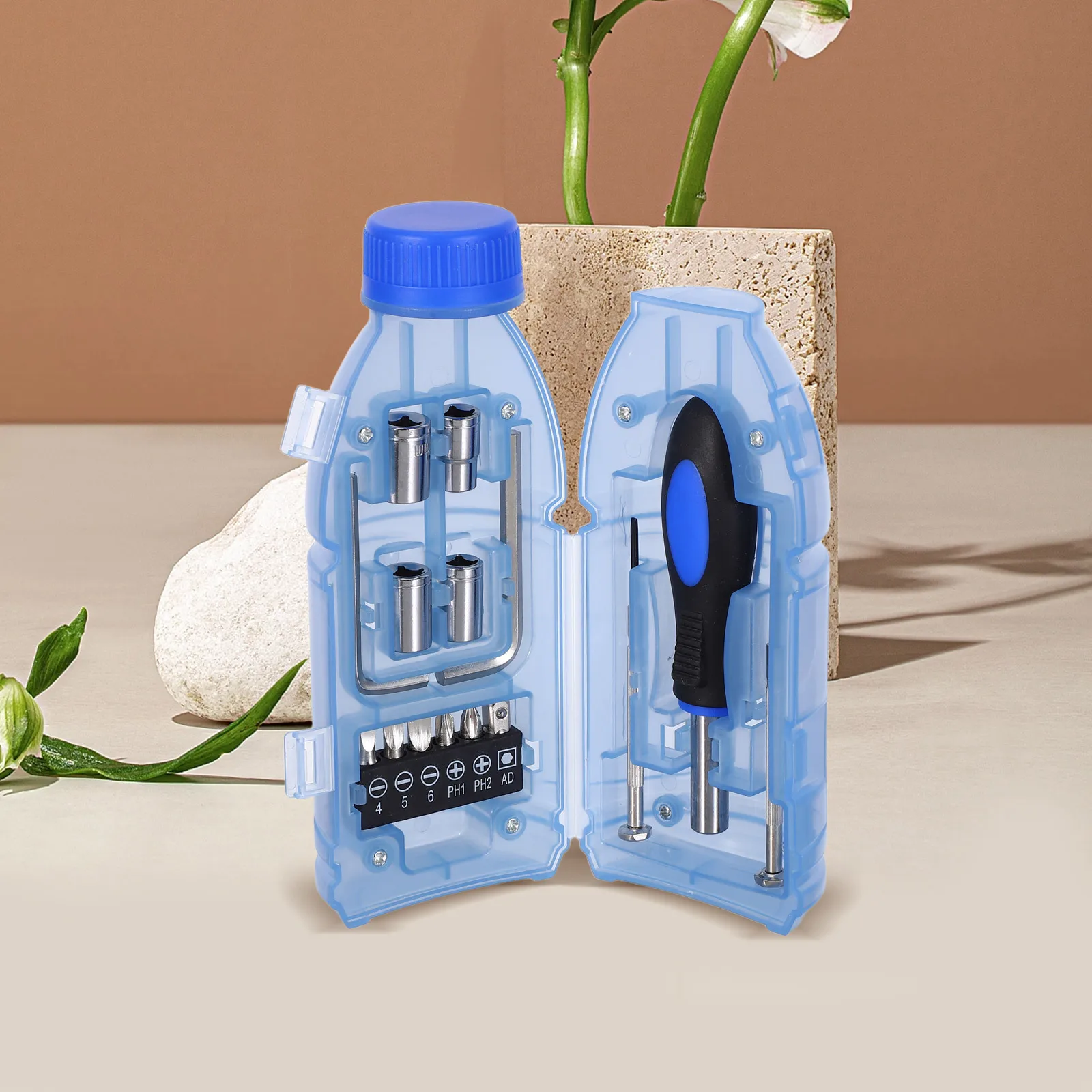 1 Set Bottle-Shaped Tool Kit: Compact Screwdriver Set Ergonomic Handle Multi-Functional Household Repair Kit For Home Outdoor
1 Set Bottle-Shaped Tool Kit: Compact Screwdriver Set Ergonomic Handle Multi-Functional Household Repair Kit For Home Outdoor