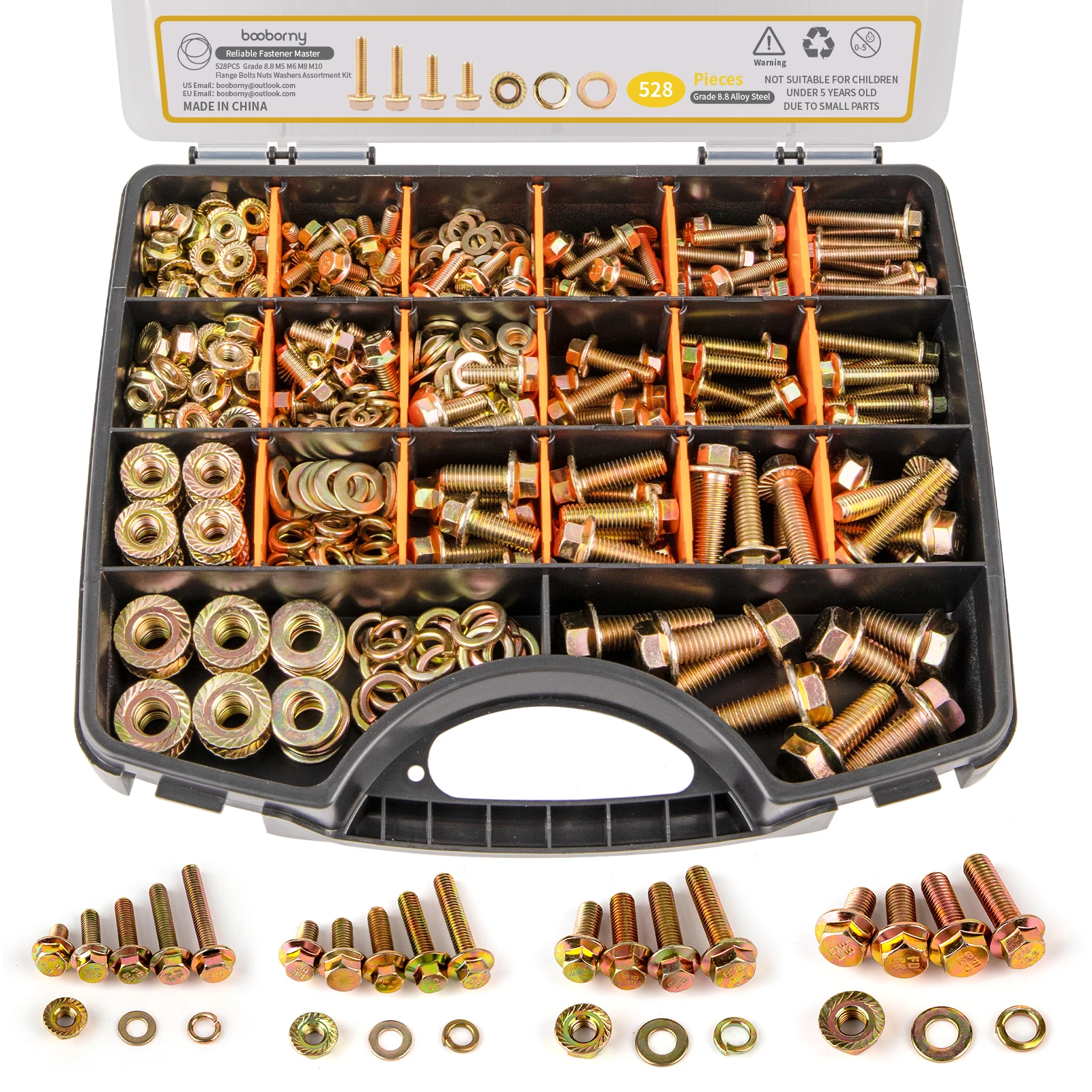 Ассортимент 528 шт. фланцевых метрических болтов — класс 8,8, M5, M6, M8, M10, комплект сверхмощных шестигранных болтов и гаек, желтое оцинкованное покрытие для выхода
Ассортимент 528 шт. фланцевых метрических болтов — класс 8,8, M5, M6, M8, M10, комплект сверхмощных шестигранных болтов и гаек, желтое оцинкованное покрытие для выхода