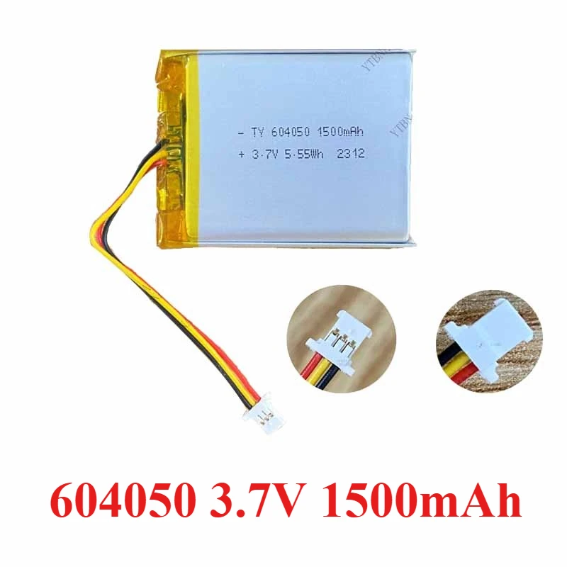 604050 3.7V 1500mAh Li-Polymer Rechargeable Battery with Thermistor 3 Pin Plug for Air Purifier Floodlight Power Bank Tools
604050 3.7V 1500mAh Li-Polymer Rechargeable Battery with Thermistor 3 Pin Plug for Air Purifier Floodlight Power Bank Tools