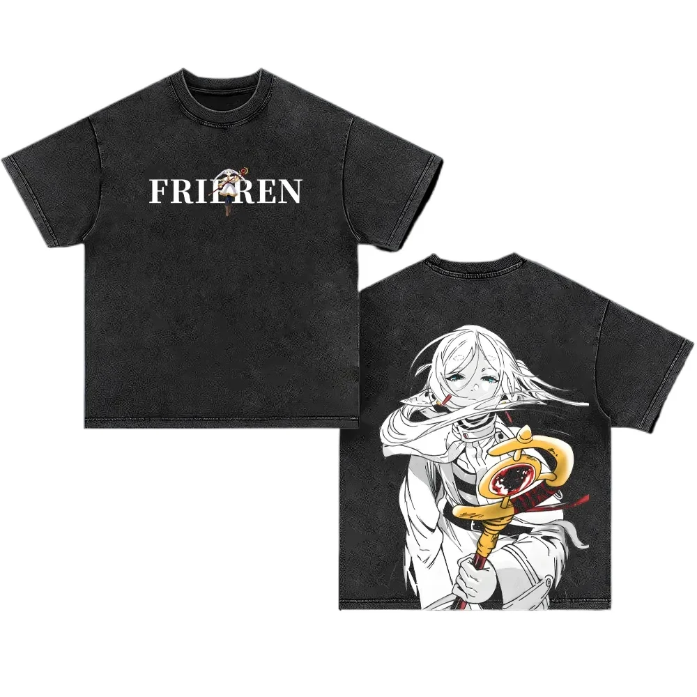 Frieren: Beyond Journey's End Peripheral Products Old Washed T-shirt Men's and Women's Pure Cotton Short-sleeved Casual Clothing
Frieren: Beyond Journey's End Peripheral Products Old Washed T-shirt Men's and Women's Pure Cotton Short-sleeved Casual Clothing