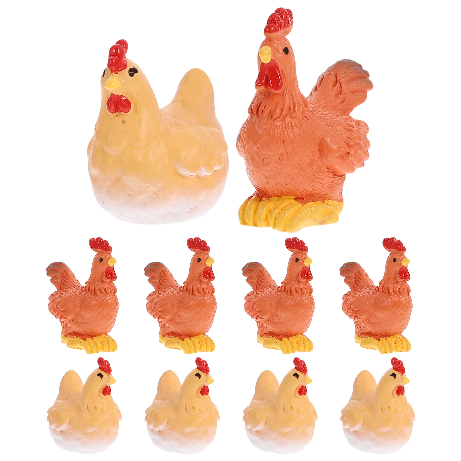 10 Pcs Tiny Figurines Chickens Rooster and Hen Baubles Miniature Animal Crafts Egg Statue
10 Pcs Tiny Figurines Chickens Rooster and Hen Baubles Miniature Animal Crafts Egg Statue