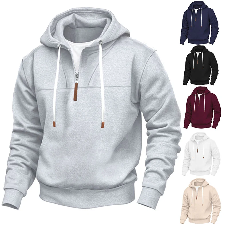 2025 Fashion Fake Two Piece Pullover Hoodies Men Autumn Winter Trend Half Zip Sweatshirts Man Street Drawstring Hooded Pullovers
2025 Fashion Fake Two Piece Pullover Hoodies Men Autumn Winter Trend Half Zip Sweatshirts Man Street Drawstring Hooded Pullovers