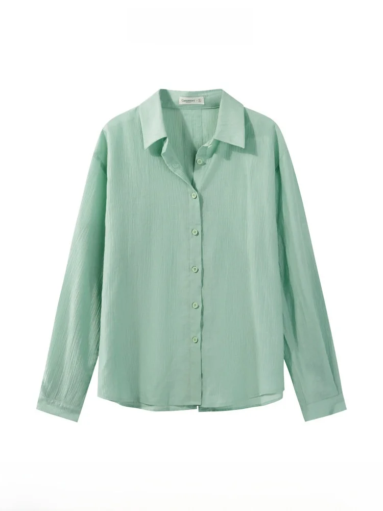 Loose Fit Long Sve een irt Women's Faionable Summer irt Turn-down Collar Versatile Casual irt Y4054999
Loose Fit Long Sve een irt Women's Faionable Summer irt Turn-down Collar Versatile Casual irt Y4054999