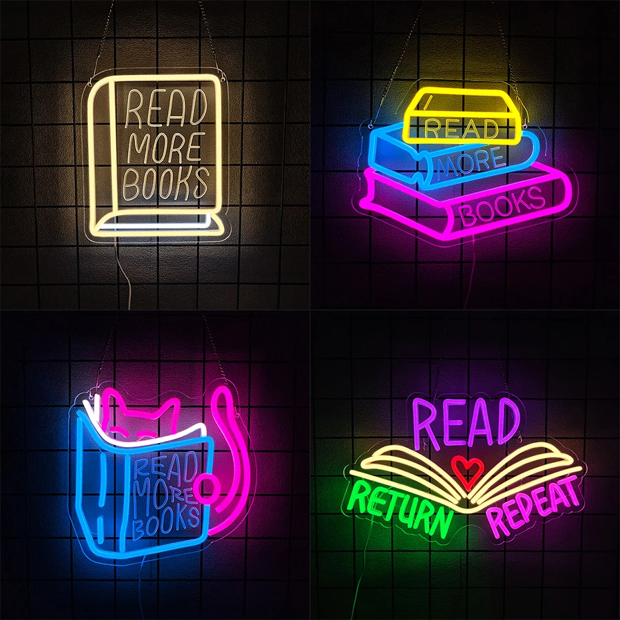 Неоновые вывески обучающих цитат, красочные значки книг, питание от USB, используются для художественного оформления учебы, библиотеки и класса. 
Неоновые вывески обучающих цитат, красочные значки книг, питание от USB, используются для художественного оформления учебы, библиотеки и класса.