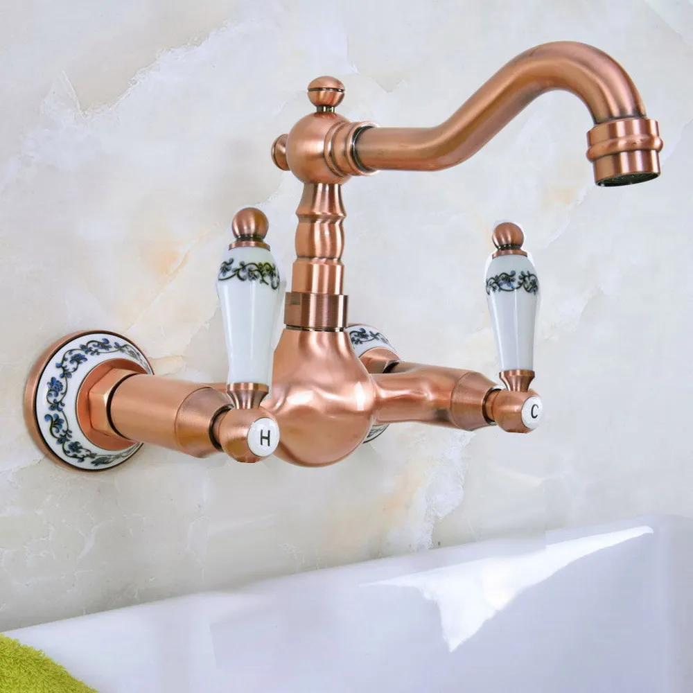 Antique Red Copper Brass Two Ceramic Handles Ceramic Base Wall Mounted Kitchen Bathroom Swivel Spout Faucet Mixer Tap arg029
Antique Red Copper Brass Two Ceramic Handles Ceramic Base Wall Mounted Kitchen Bathroom Swivel Spout Faucet Mixer Tap arg029