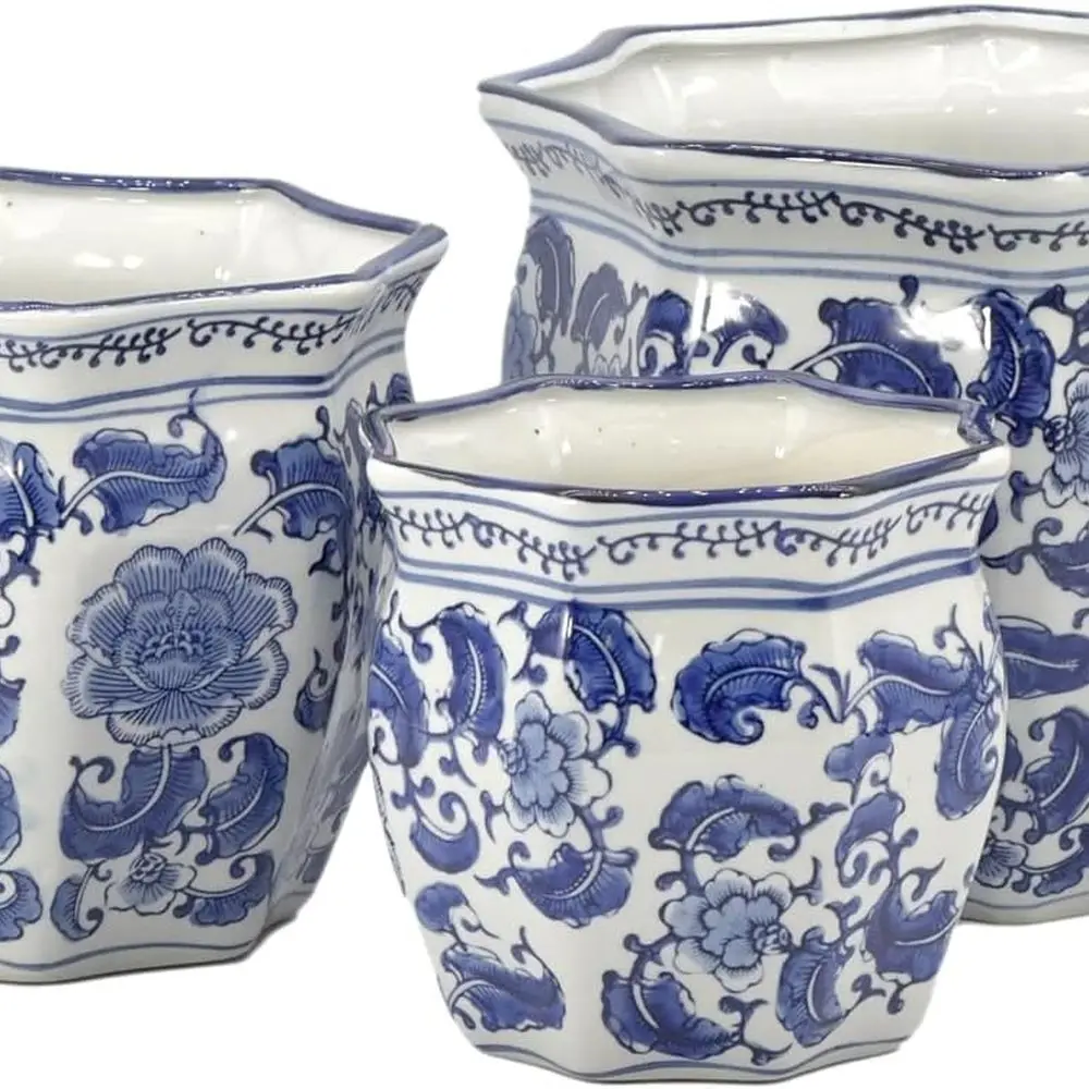 Classic Blue & White Galt International Round Luted Planter Set of 3 (7.5, 10, 13) - Chinese Asian Garden Pots
Classic Blue & White Galt International Round Luted Planter Set of 3 (7.5, 10, 13) - Chinese Asian Garden Pots