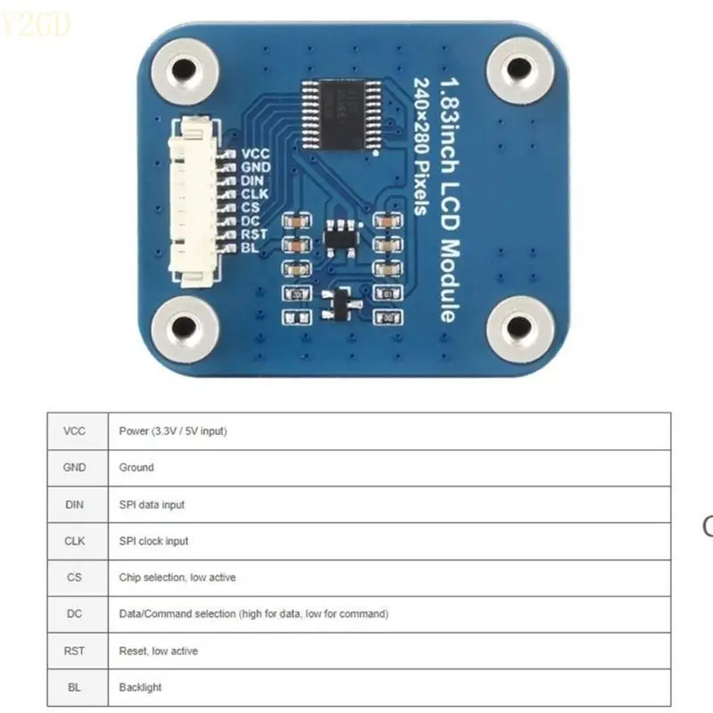 Y2GD 1.83INCH LCD -дисплей Модуль 240x280 IPS Экран 65K Display Color Spi интерфейсы
Y2GD 1.83INCH LCD -дисплей Модуль 240x280 IPS Экран 65K Display Color Spi интерфейсы