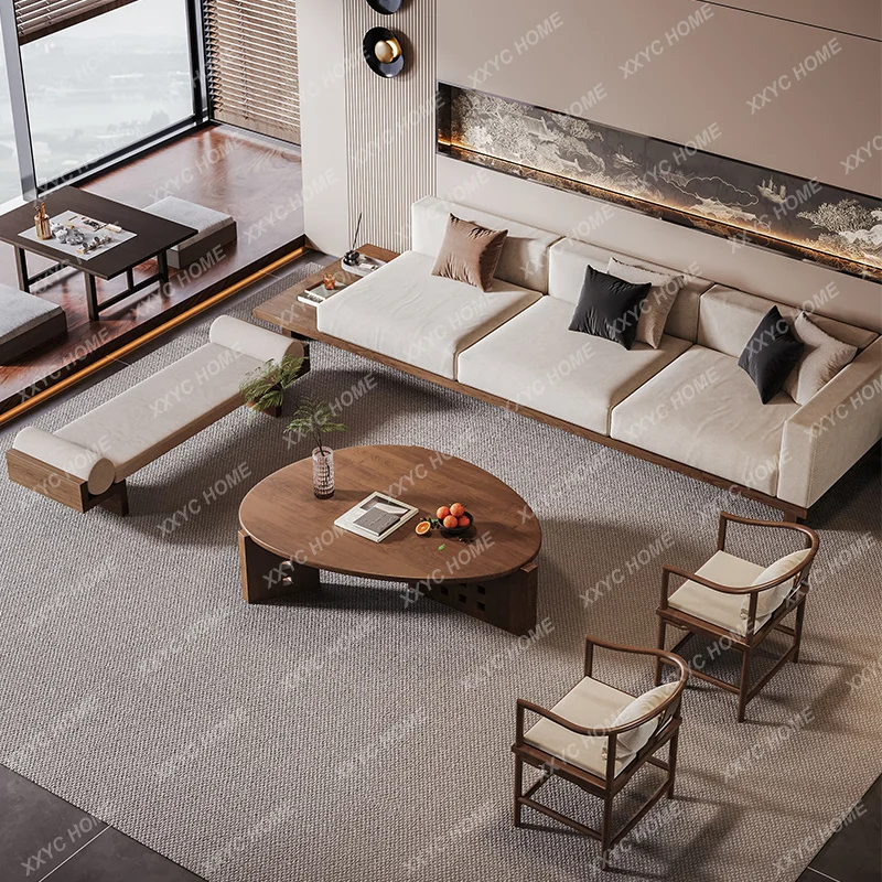 Solid wood fabric sofa coffee table combination living room home
Solid wood fabric sofa coffee table combination living room home