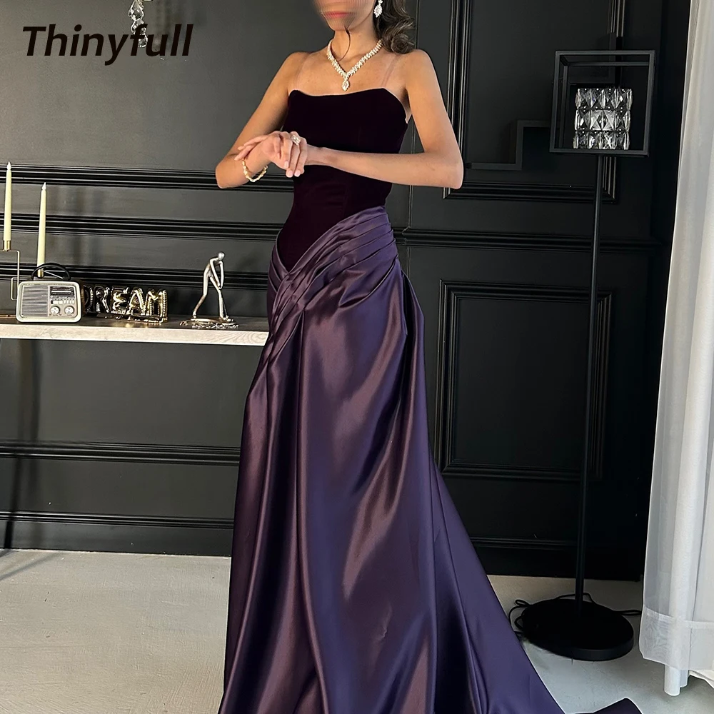Thinyfull Mermaid Satin/Velvet Arab Prom Dresses Strapless Sleeveless Evening Party Gown Long Special Occasion Dress Customized
Thinyfull Mermaid Satin/Velvet Arab Prom Dresses Strapless Sleeveless Evening Party Gown Long Special Occasion Dress Customized