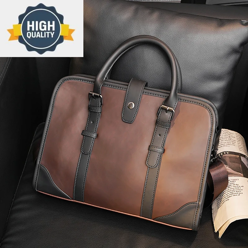 Men Briefcase Vintage Large Capacity Patchwork Pu Leather Male Crossbody Bag Korean Fashion All-Matched Computer Handbag
Men Briefcase Vintage Large Capacity Patchwork Pu Leather Male Crossbody Bag Korean Fashion All-Matched Computer Handbag
