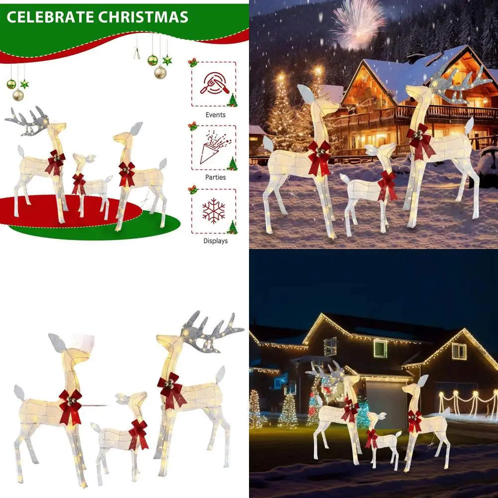 3-Piece Outdoor 3D Lighted Reindeer Family Christmas Decoration with 240 LEDs, Weatherproof for Yard and Indoor Use
3-Piece Outdoor 3D Lighted Reindeer Family Christmas Decoration with 240 LEDs, Weatherproof for Yard and Indoor Use