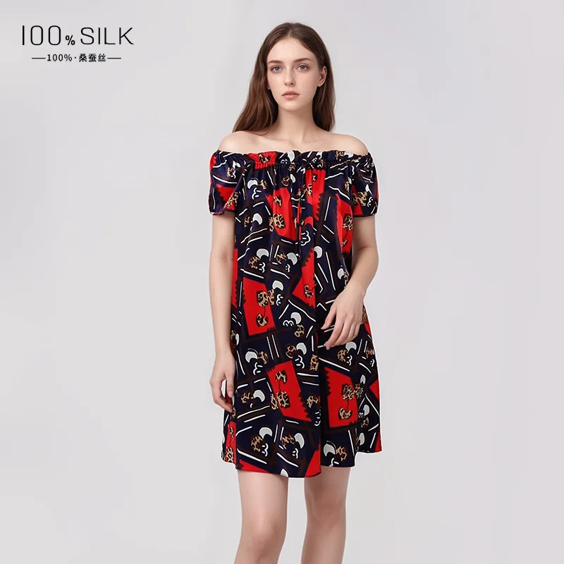 Printed 100% Mulberry Silk Chemise Nightgown Homewear Round Neck Loose Sleepdress Nightwear Short-Sleeved Pajama Nightdress PJS
Printed 100% Mulberry Silk Chemise Nightgown Homewear Round Neck Loose Sleepdress Nightwear Short-Sleeved Pajama Nightdress PJS
