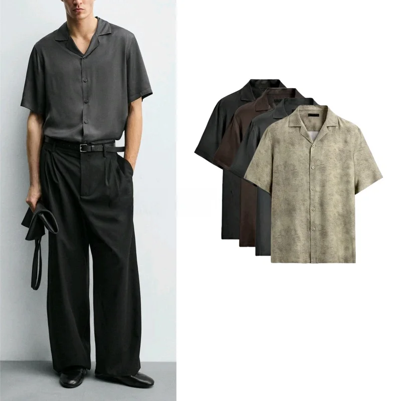 Loose Fit Summer New Men's Shirt Short Sleeve Bowling Collar Single Button Polyester Fiber Breathable Casual Style Pure Color
Loose Fit Summer New Men's Shirt Short Sleeve Bowling Collar Single Button Polyester Fiber Breathable Casual Style Pure Color