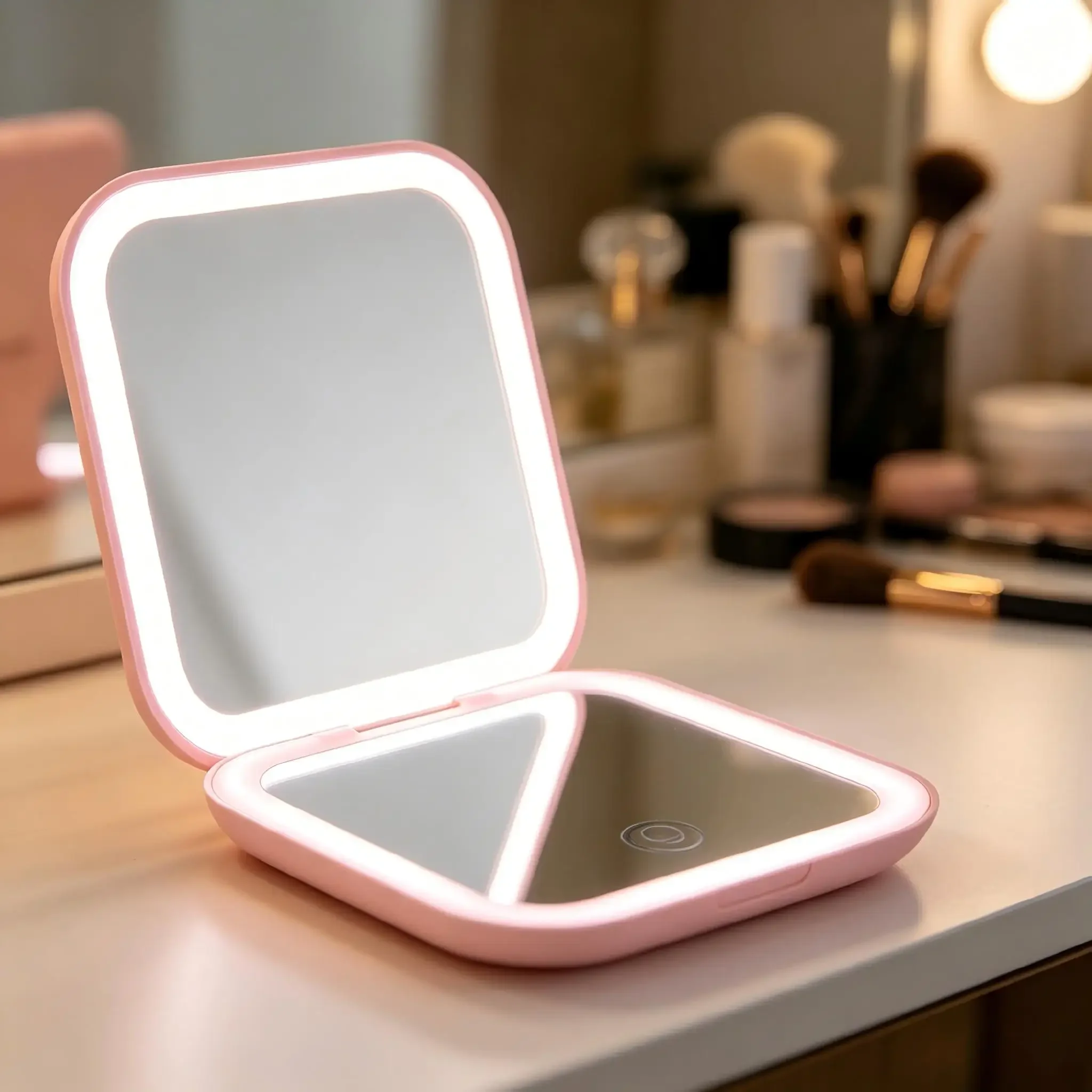 LED Rechargeable Compact Makeup Mirror, Foldable Travel Vanity Mirror with 3 Brightness Levels, Touch Control Pocket Mirror for
LED Rechargeable Compact Makeup Mirror, Foldable Travel Vanity Mirror with 3 Brightness Levels, Touch Control Pocket Mirror for