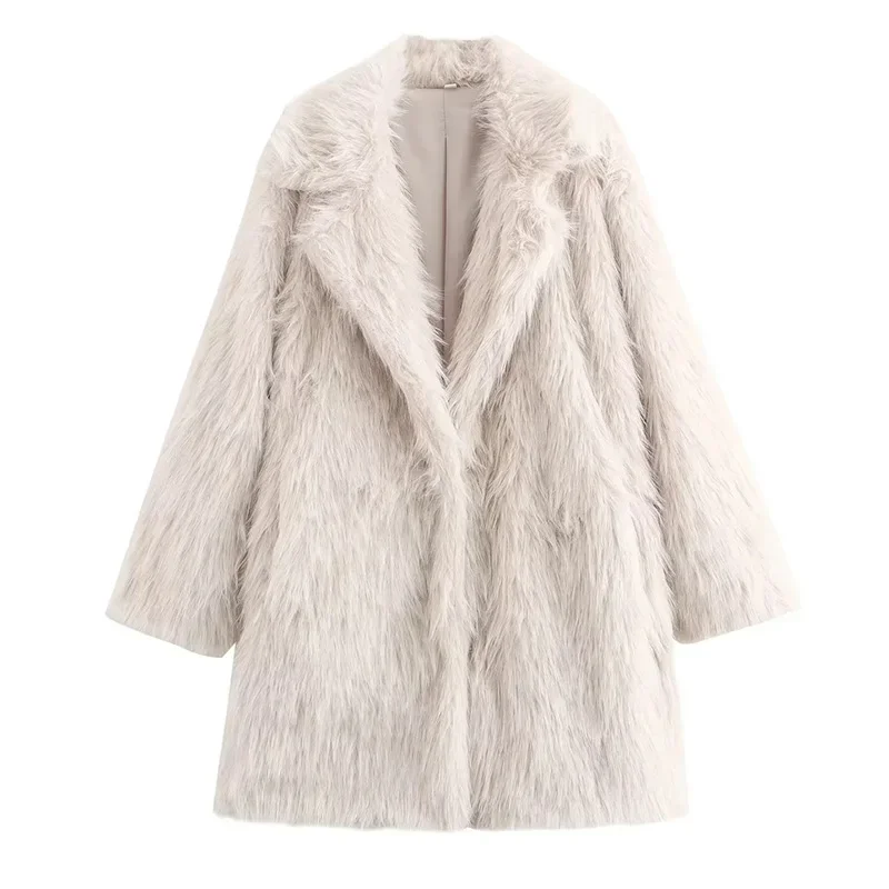 Lady Faux Fur Coat Women Lapel Luxury Fashion Thick Warm Outerwear Winter Lady Street Loose Long Sleeves Jacket Simple Jacket
Lady Faux Fur Coat Women Lapel Luxury Fashion Thick Warm Outerwear Winter Lady Street Loose Long Sleeves Jacket Simple Jacket