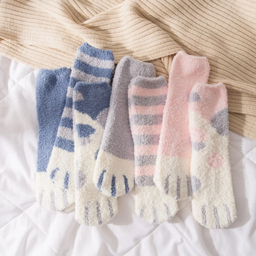Women's Thick Plush Coral Fleece Warm Winter Floor Socks Blue Pink Cat Claws Cute Home Sleeping Sokken Christmas Gift
Women's Thick Plush Coral Fleece Warm Winter Floor Socks Blue Pink Cat Claws Cute Home Sleeping Sokken Christmas Gift