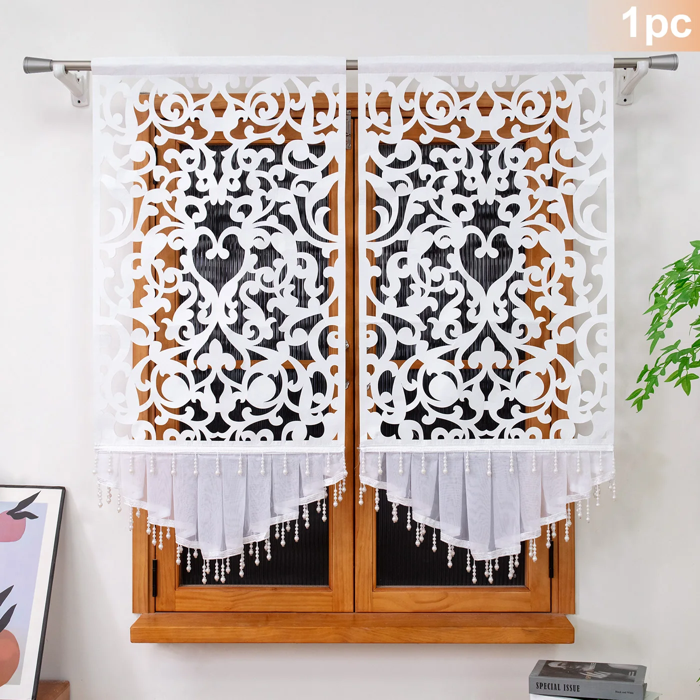 Romantic Style Decorative Curtain with Hollow Out Design and Crystal Beads Drapes for Kitchen Wedding Festivals 1PC 70x140cm
Romantic Style Decorative Curtain with Hollow Out Design and Crystal Beads Drapes for Kitchen Wedding Festivals 1PC 70x140cm
