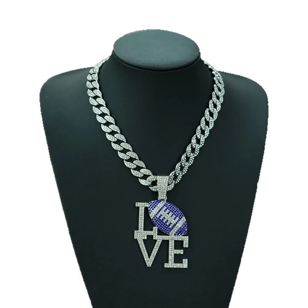 DIY accessories hot-selling full diamond LOVE rugby alloy pendant hip-hop sports personality niche design men's necklace
DIY accessories hot-selling full diamond LOVE rugby alloy pendant hip-hop sports personality niche design men's necklace
