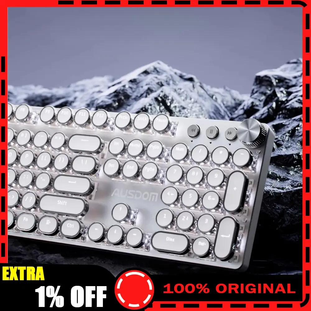 AUSDOM Pura104L Punk Mechanical Keyboard Wired Yellow Axis Keyboard Customized white light Quiet Typing for Office Computers
AUSDOM Pura104L Punk Mechanical Keyboard Wired Yellow Axis Keyboard Customized white light Quiet Typing for Office Computers