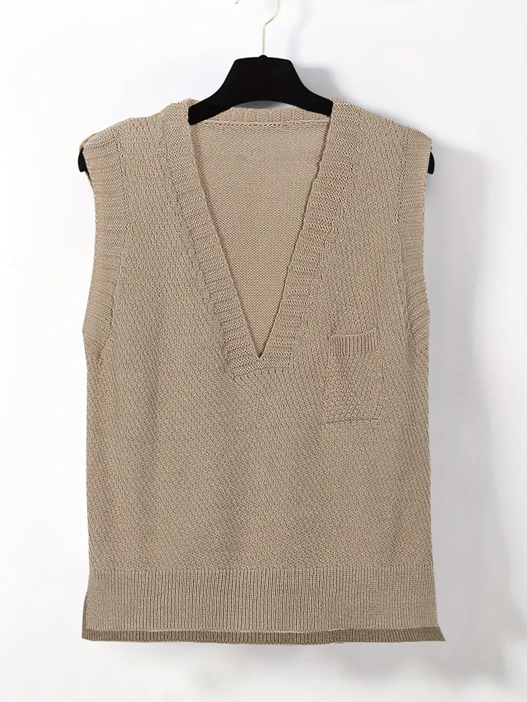 Плюс размер 2025, осеннее новое поступление, женский вязаный жилет с v-образным вырезом, однотонная повседневная одежда, минималистичная домашняя одежда
Плюс размер 2025, осеннее новое поступление, женский вязаный жилет с v-образным вырезом, однотонная повседневная одежда, минималистичная домашняя одежда