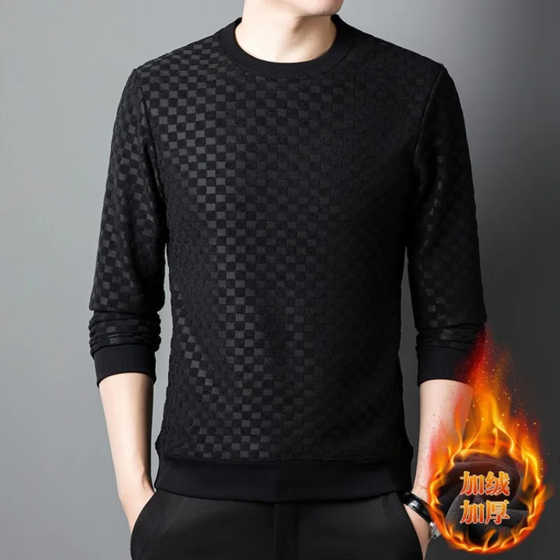 Мужские флисовые повседневные клетчатые толстовки, вязаные жаккардовые сохраняют тепло, флокированная базовая рубашка с круглым вырезом, деловой повседневный универсальный пуловер
Мужские флисовые повседневные клетчатые толстовки, вязаные жаккардовые сохраняют тепло, флокированная базовая рубашка с круглым вырезом, деловой повседневный универсальный пуловер