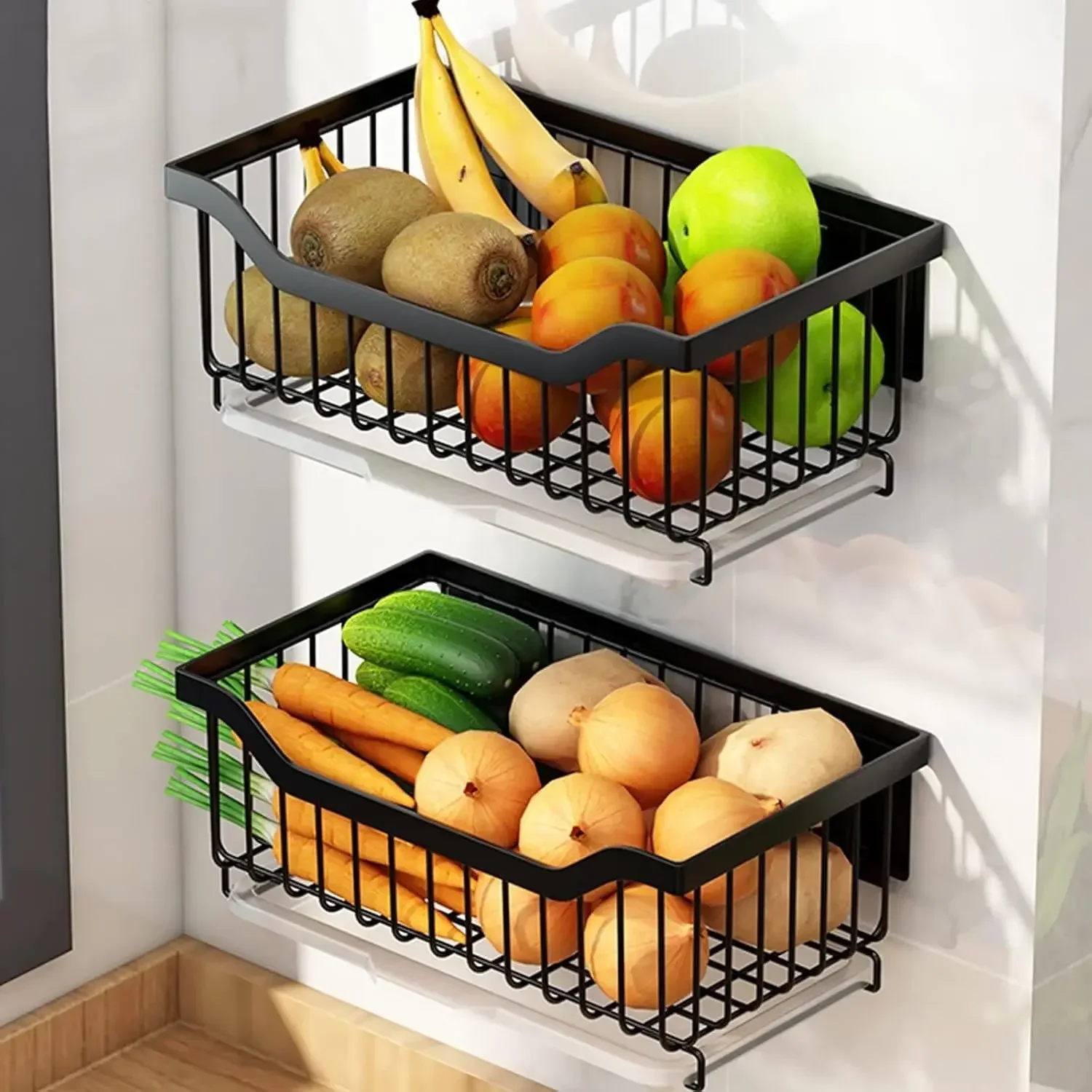 Fruit Basket Wall Mounted Vegetable Rack Metal Wire Storage Baskets Kitchen Counter Snack Stand Stainless Steel Stackable Two Le
Fruit Basket Wall Mounted Vegetable Rack Metal Wire Storage Baskets Kitchen Counter Snack Stand Stainless Steel Stackable Two Le