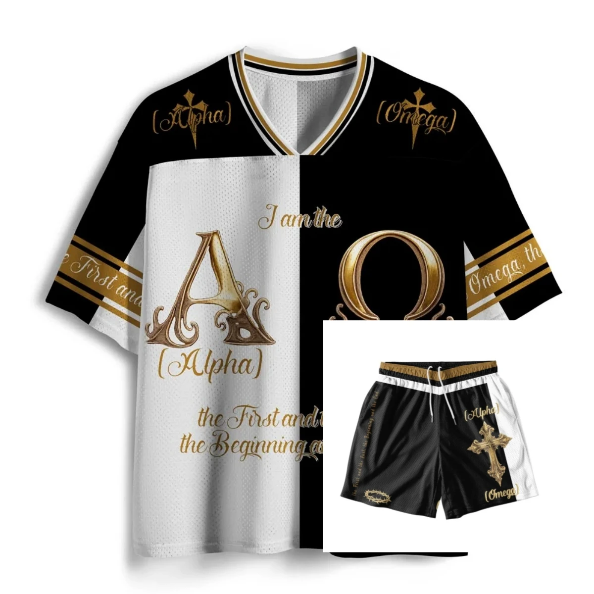 The Alpha And Omega Christian American Football Style Jersey and Shorts Set Summer Men's T-Shirt Set Breathable Quick-drying
The Alpha And Omega Christian American Football Style Jersey and Shorts Set Summer Men's T-Shirt Set Breathable Quick-drying