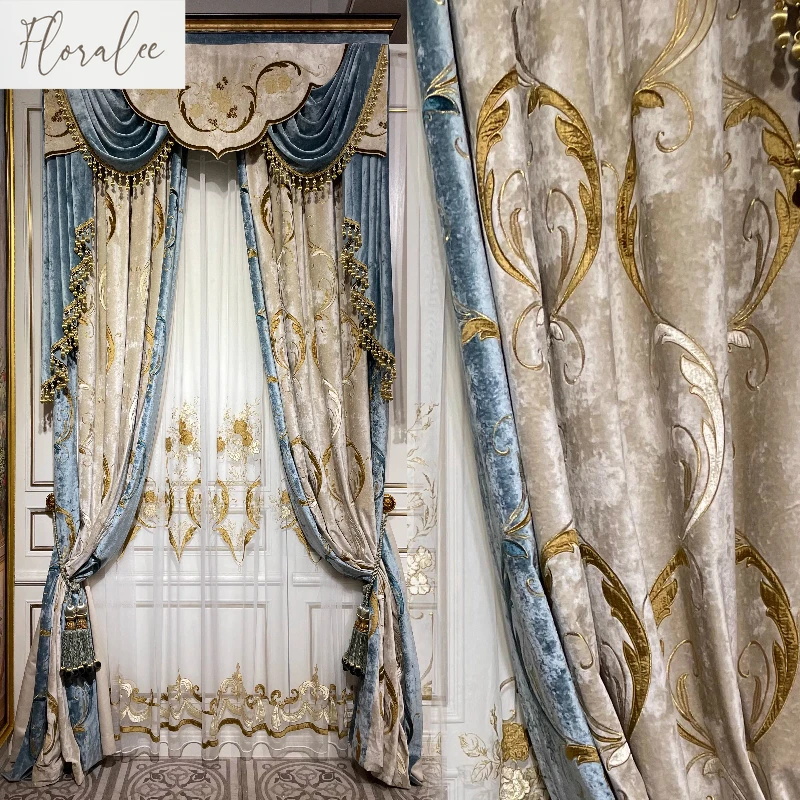 High-end Luxury Villa European-Americancurtains for Living Room and Bedroom Blackout Curtains Custom Blue Embroidered Curtain
High-end Luxury Villa European-Americancurtains for Living Room and Bedroom Blackout Curtains Custom Blue Embroidered Curtain