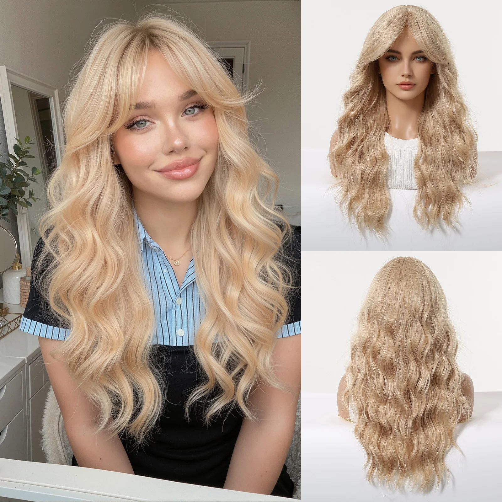 Blonde Long Wavy Wig With Bangs Natural Looking Synthetic Hair Wigs For Women Heat Resistant Fiber Party Cosplay Daily Wear
Blonde Long Wavy Wig With Bangs Natural Looking Synthetic Hair Wigs For Women Heat Resistant Fiber Party Cosplay Daily Wear