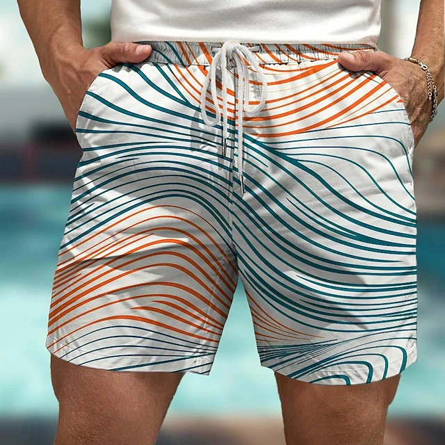 Men 3D Wave Stripe Print Beach Shorts Summer Casual Quick Dry Drawstring Waist Swim Trunks Hawaiian Vacation Beach Party Shorts
Men 3D Wave Stripe Print Beach Shorts Summer Casual Quick Dry Drawstring Waist Swim Trunks Hawaiian Vacation Beach Party Shorts