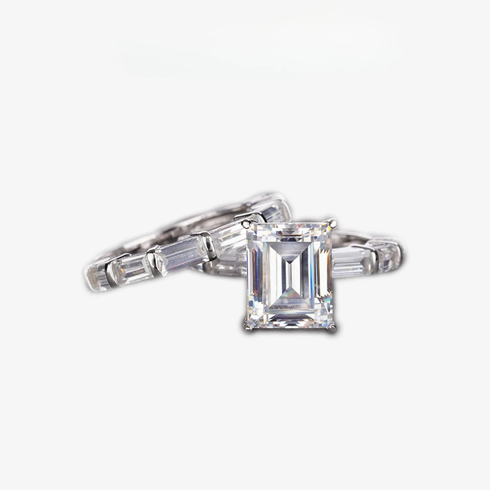 NewS925 Pure Silver 4-carat Rectangular 8 * 10 Diamond Ring Combination Set for Wedding Women's Rings and Wedding Jewelry
NewS925 Pure Silver 4-carat Rectangular 8 * 10 Diamond Ring Combination Set for Wedding Women's Rings and Wedding Jewelry