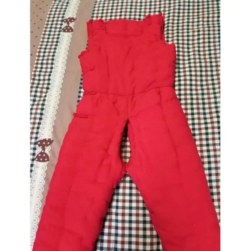Adult Handmade Bodysuit Solid Color Chinese Buttons Knot Vest Trousers Open Crotch Jumpsuit Filled Cotton Puffy Warm
Adult Handmade Bodysuit Solid Color Chinese Buttons Knot Vest Trousers Open Crotch Jumpsuit Filled Cotton Puffy Warm